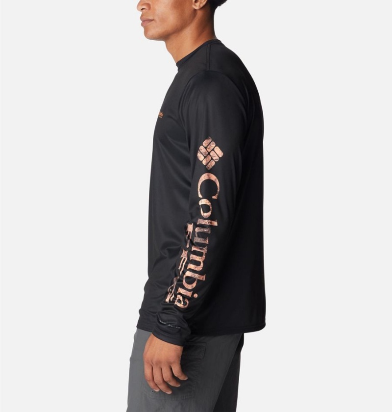 Black Men's Columbia Terminal Tackle PFG Logo Print Long Sleeve T-Shirt | QPHCZ-5809