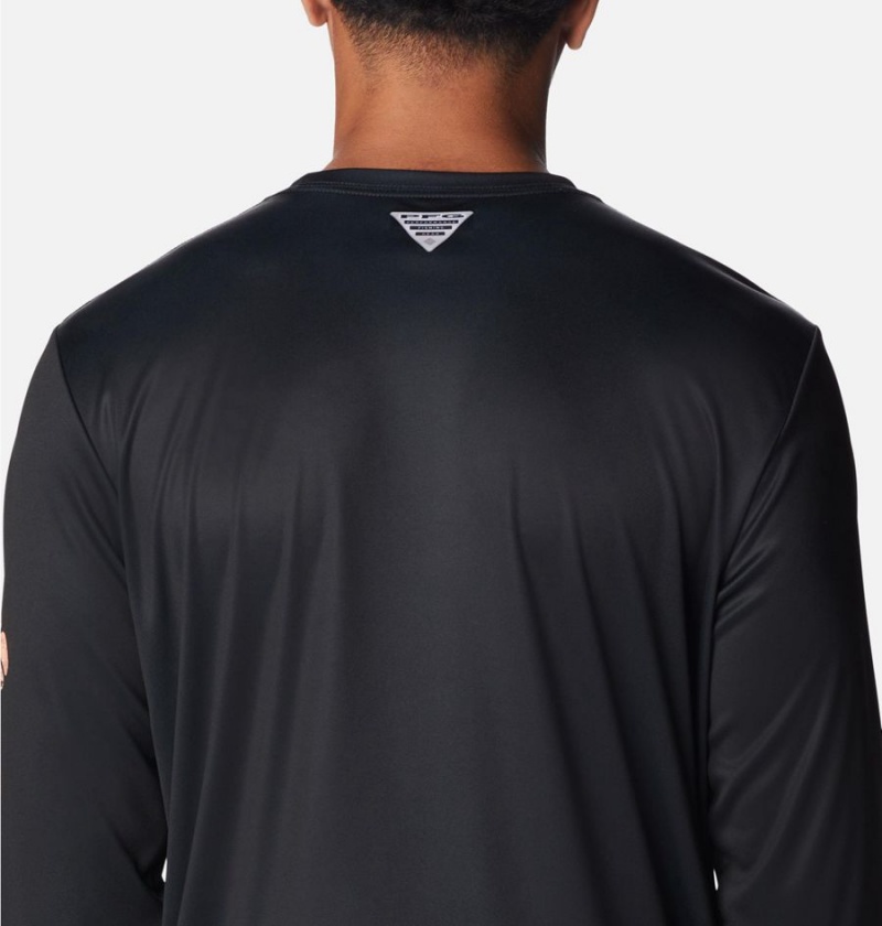 Black Men's Columbia Terminal Tackle PFG Logo Print Long Sleeve T-Shirt | QPHCZ-5809