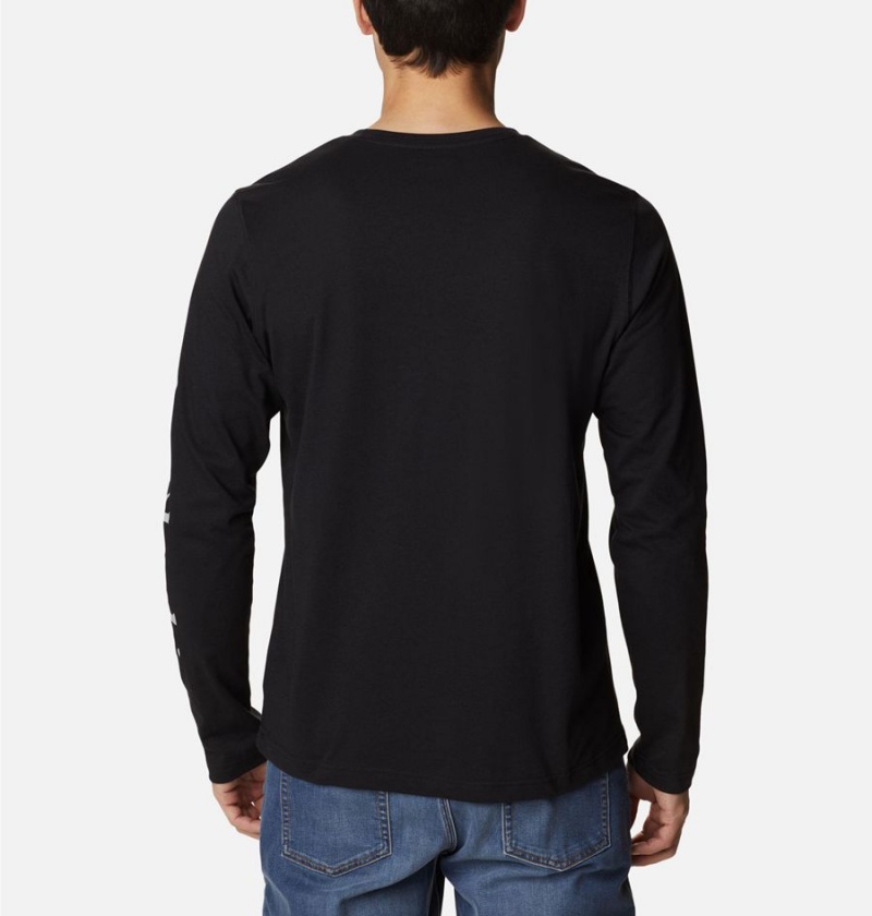 Black Men's Columbia Thistletown Hills Long Sleeve Logo T-Shirt | CFTXV-2318