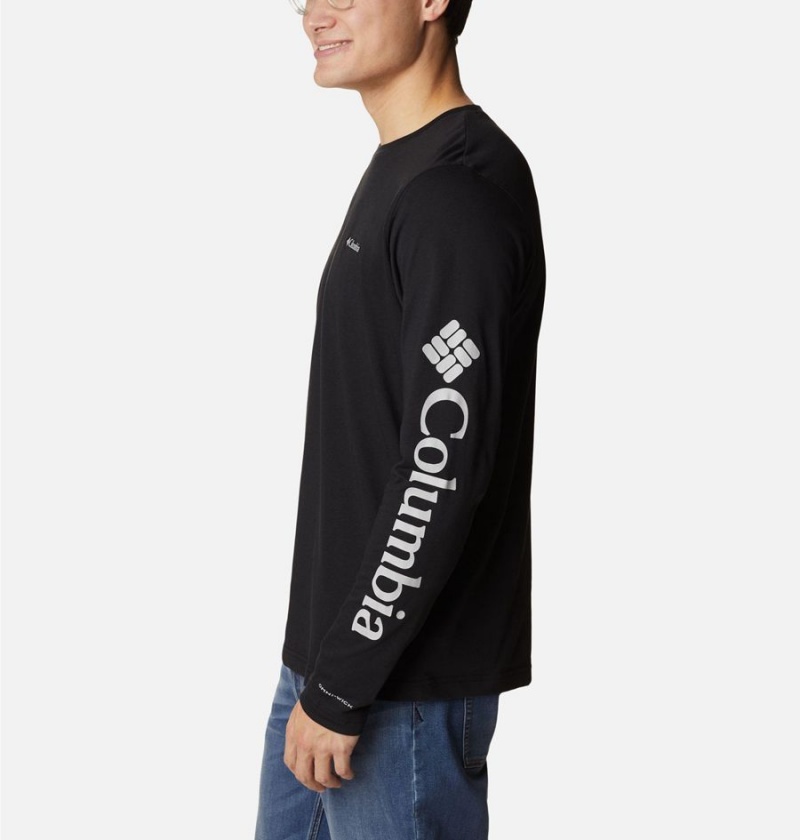 Black Men's Columbia Thistletown Hills Long Sleeve Logo T-Shirt | CFTXV-2318