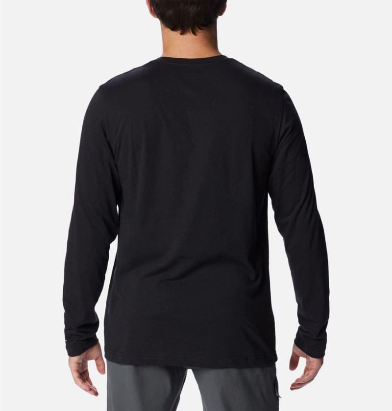 Black Men's Columbia Thistletown Hills Long Sleeve Crew T-Shirt | OCTWR-4751