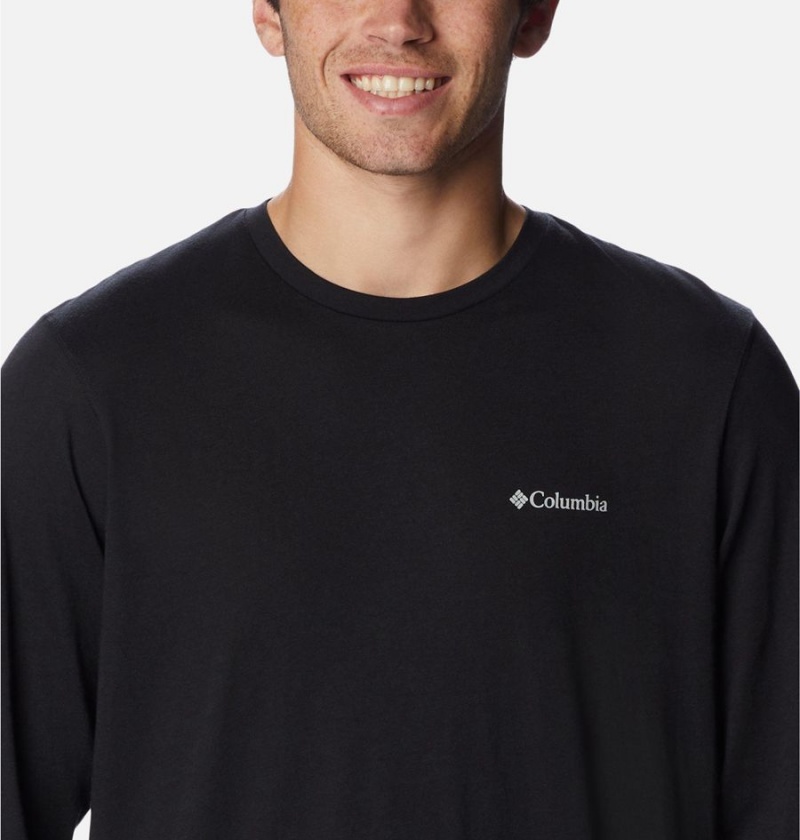 Black Men's Columbia Thistletown Hills Long Sleeve Crew T-Shirt | OCTWR-4751