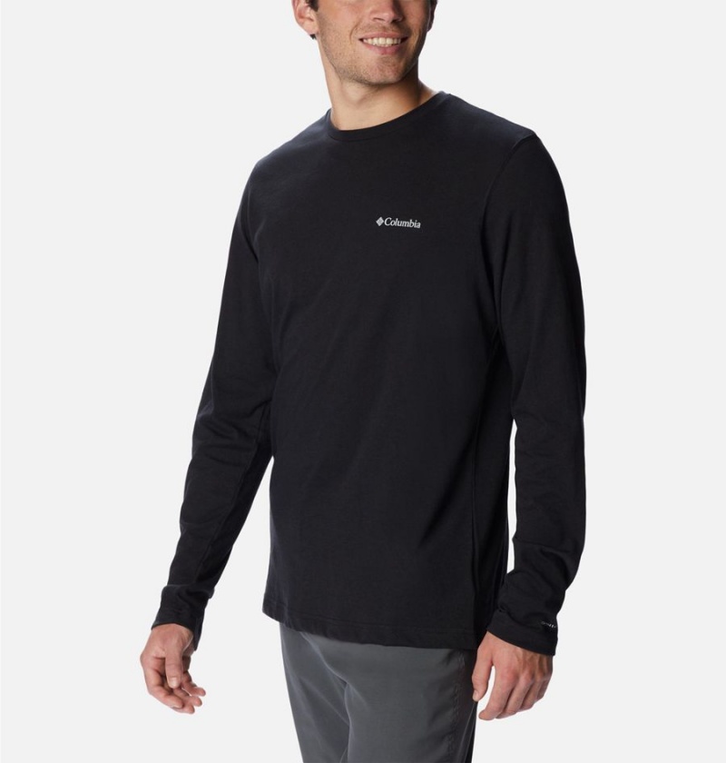 Black Men's Columbia Thistletown Hills Long Sleeve Crew T-Shirt | OCTWR-4751