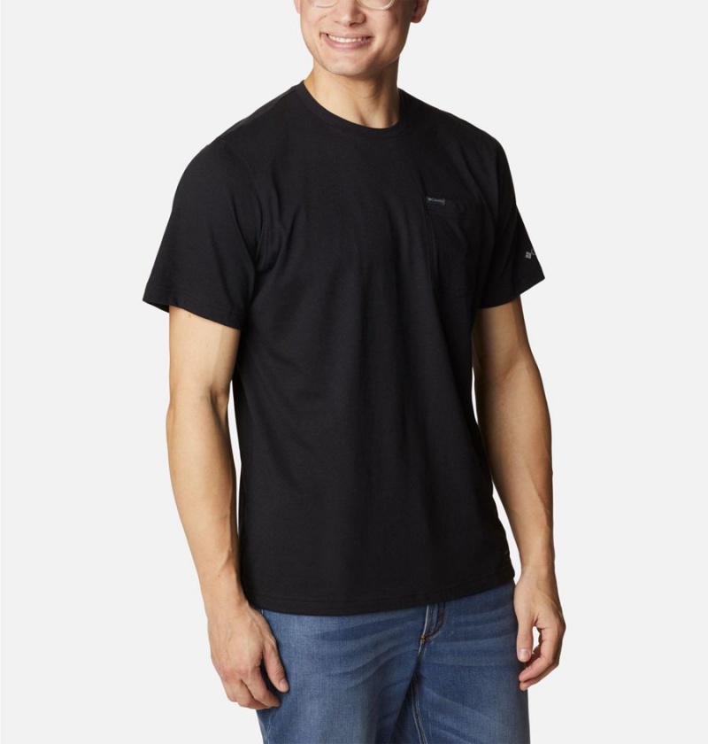 Black Men's Columbia Thistletown Hills Pocket T-Shirt | IZPCJ-5640