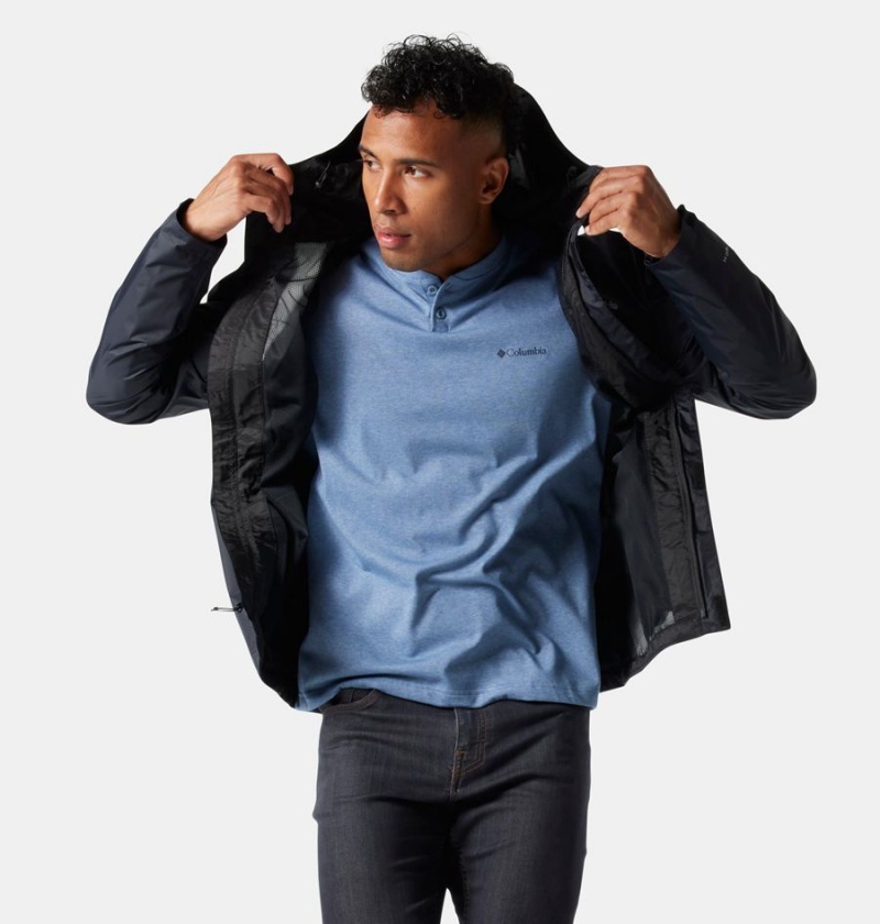 Black Men's Columbia Watertight II Rain Jacket | KRZLD-3028