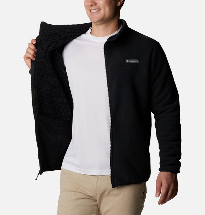 Black Men's Columbia Winter Pass Full Zip Sherpa Fleece Jacket | MSDKA-7103