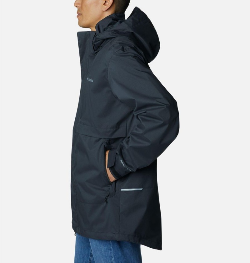 Black Men's Columbia Wright Lake Rain Jacket | OEAFQ-0947