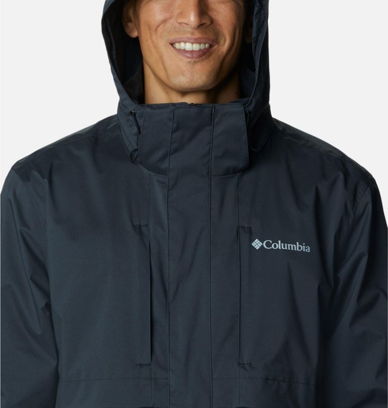 Black Men's Columbia Wright Lake Rain Jacket | OEAFQ-0947