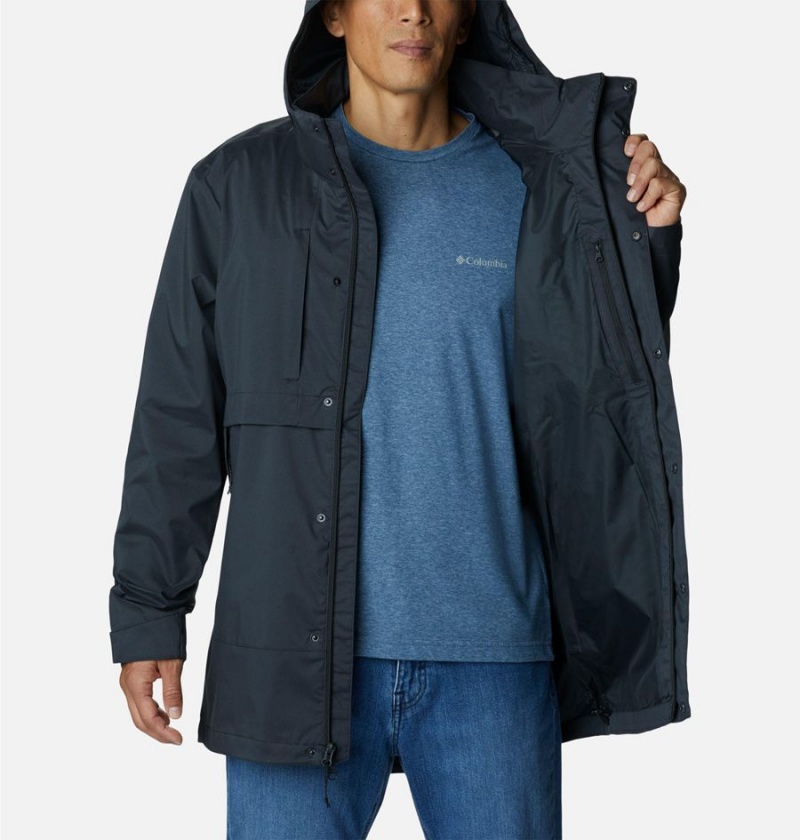 Black Men's Columbia Wright Lake Rain Jacket | OEAFQ-0947