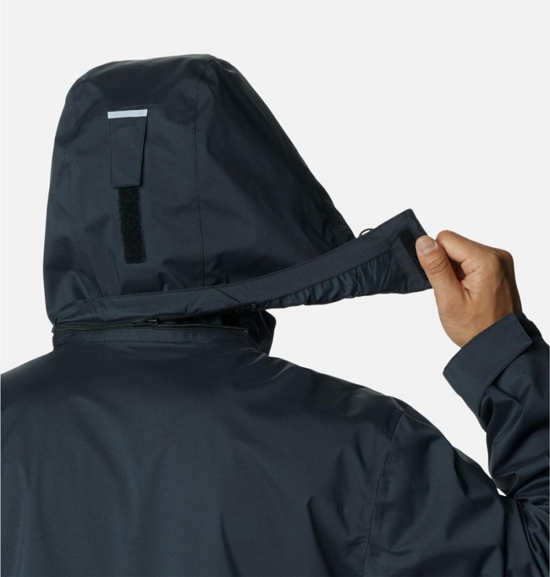 Black Men's Columbia Wright Lake Rain Jacket | OEAFQ-0947