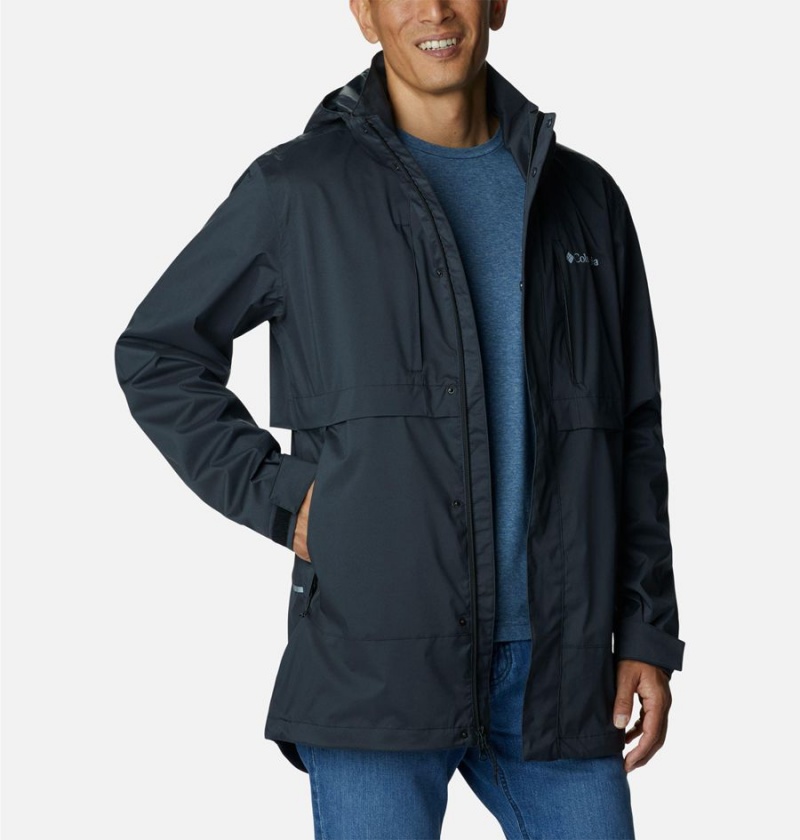 Black Men's Columbia Wright Lake Rain Jacket | OEAFQ-0947