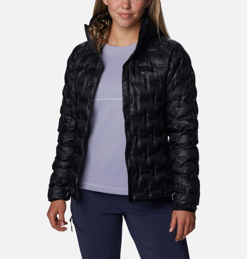 Black Women's Columbia Alpine Crux II Hooded Puffer Jacket | JVFCG-7381