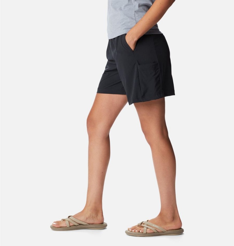 Black Women's Columbia Anytime Flex Shorts | XVSWC-7862