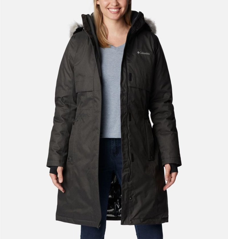 Black Women's Columbia Apres Arson Winter Long Down Coats | HQPZO-4517