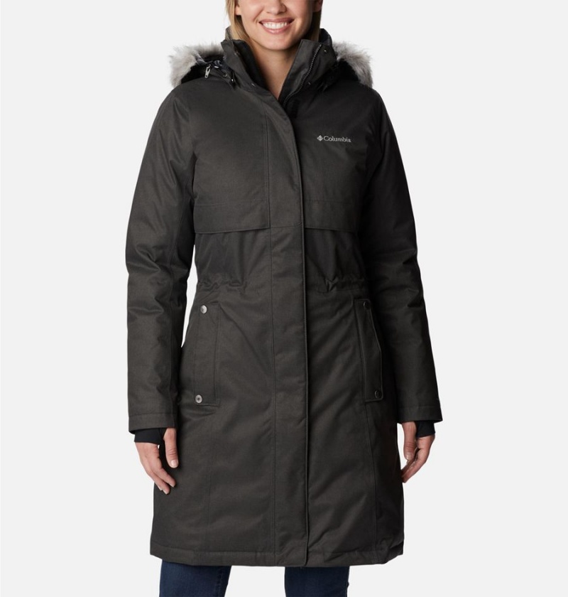 Black Women\'s Columbia Apres Arson Winter Long Down Coats | HQPZO-4517