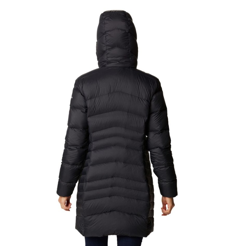 Black Women's Columbia Autumn Park Hooded Mid Puffer Jacket | FJIRN-7526