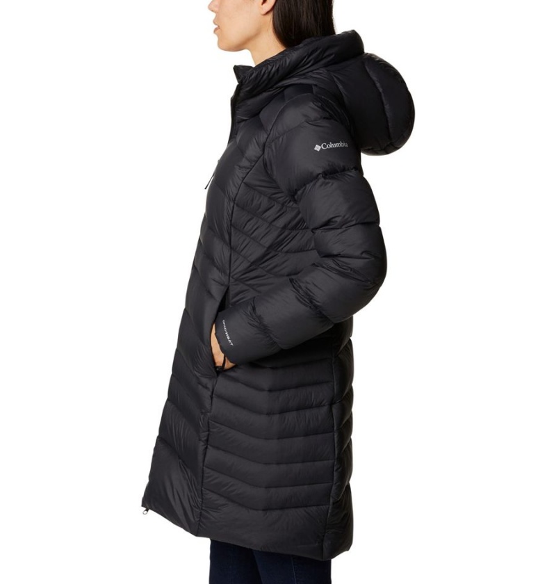 Black Women's Columbia Autumn Park Hooded Mid Puffer Jacket | FJIRN-7526