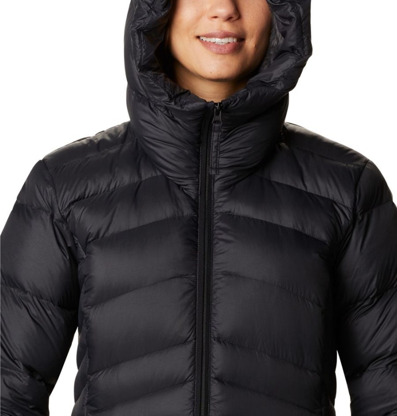 Black Women's Columbia Autumn Park Hooded Mid Puffer Jacket | FJIRN-7526