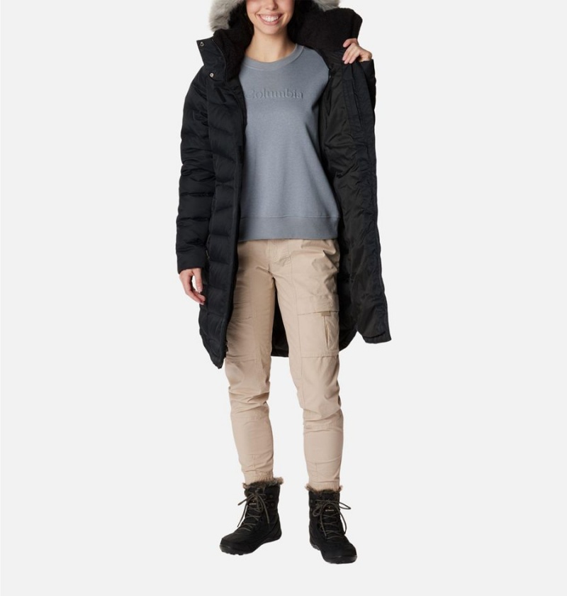 Black Women's Columbia Belle Isle Mid Puffer Jacket | EVXZY-8029