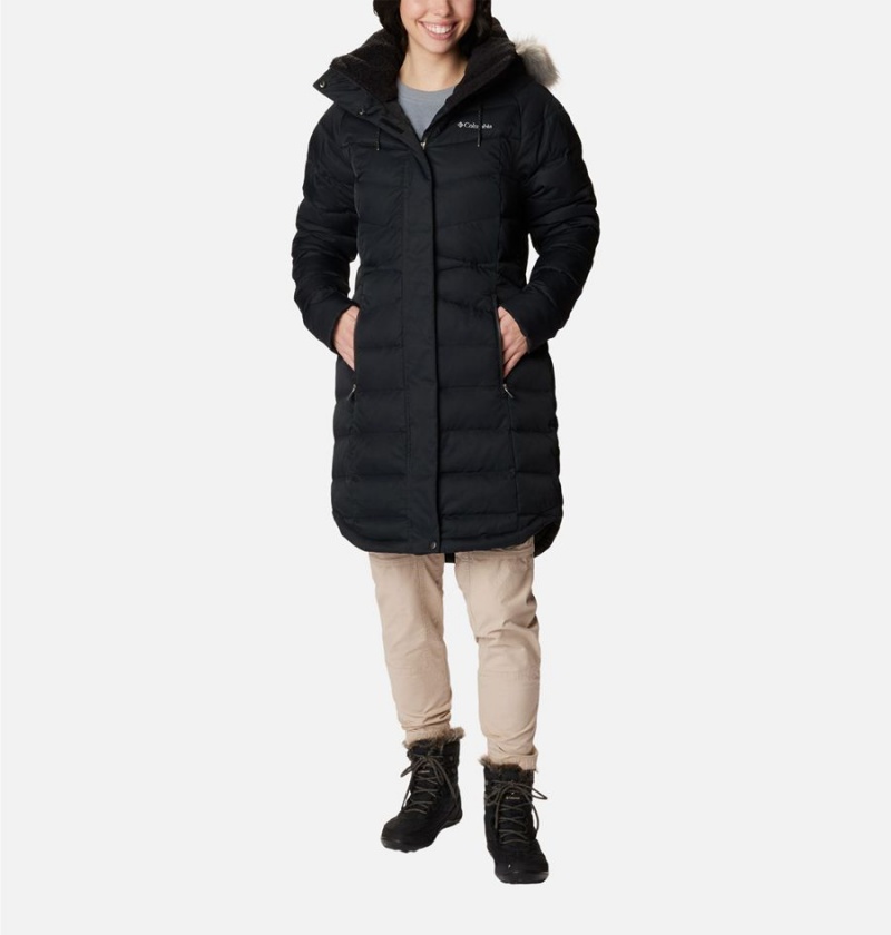 Black Women\'s Columbia Belle Isle Mid Puffer Jacket | EVXZY-8029