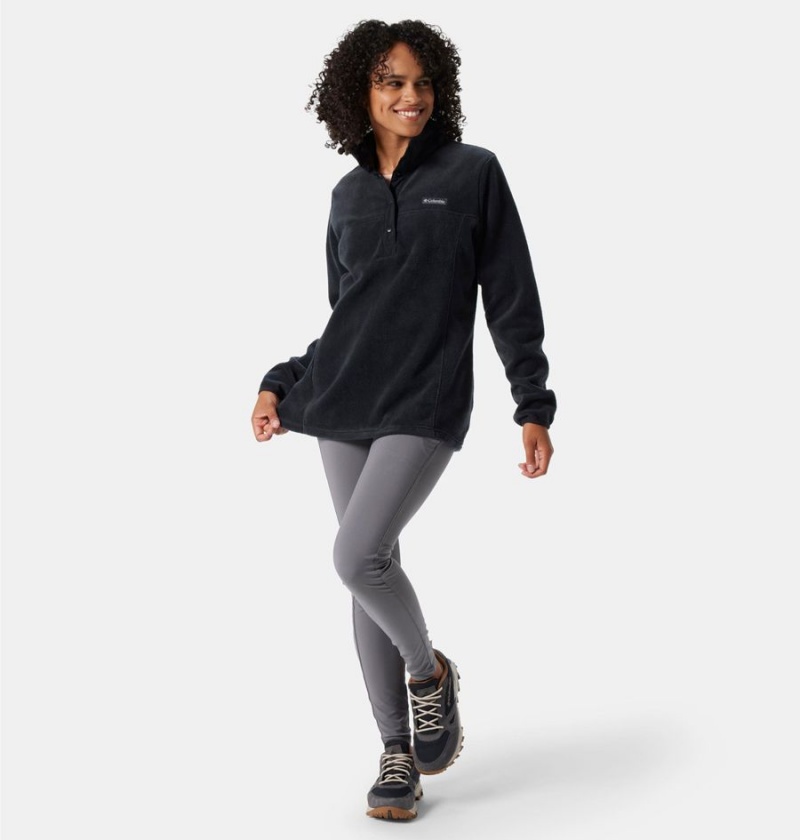 Black Women's Columbia Benton Springs Half Snap Fleece Pullover | KSDOB-0437