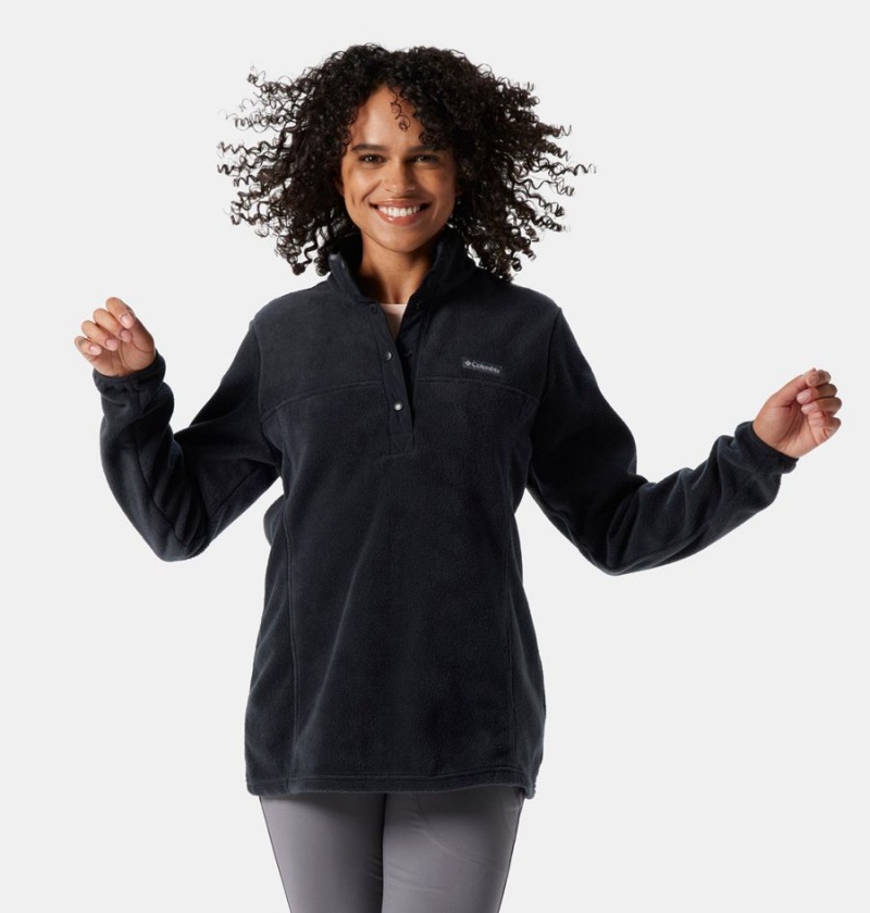 Black Women\'s Columbia Benton Springs Half Snap Fleece Pullover | KSDOB-0437