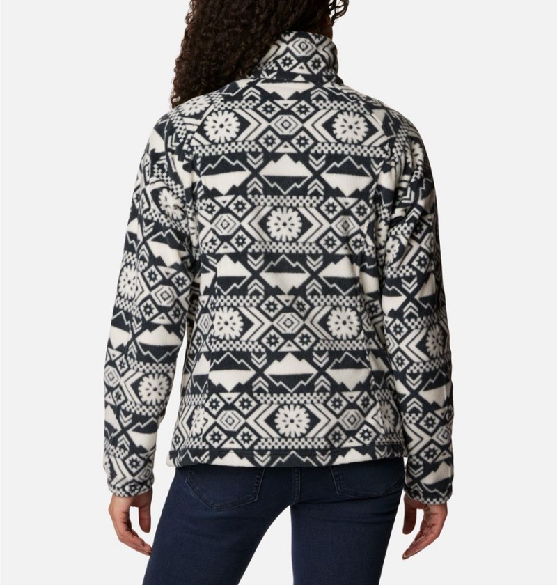 Black Women's Columbia Benton Springs Printed Full Zip Fleece Jacket | RTPLQ-1785