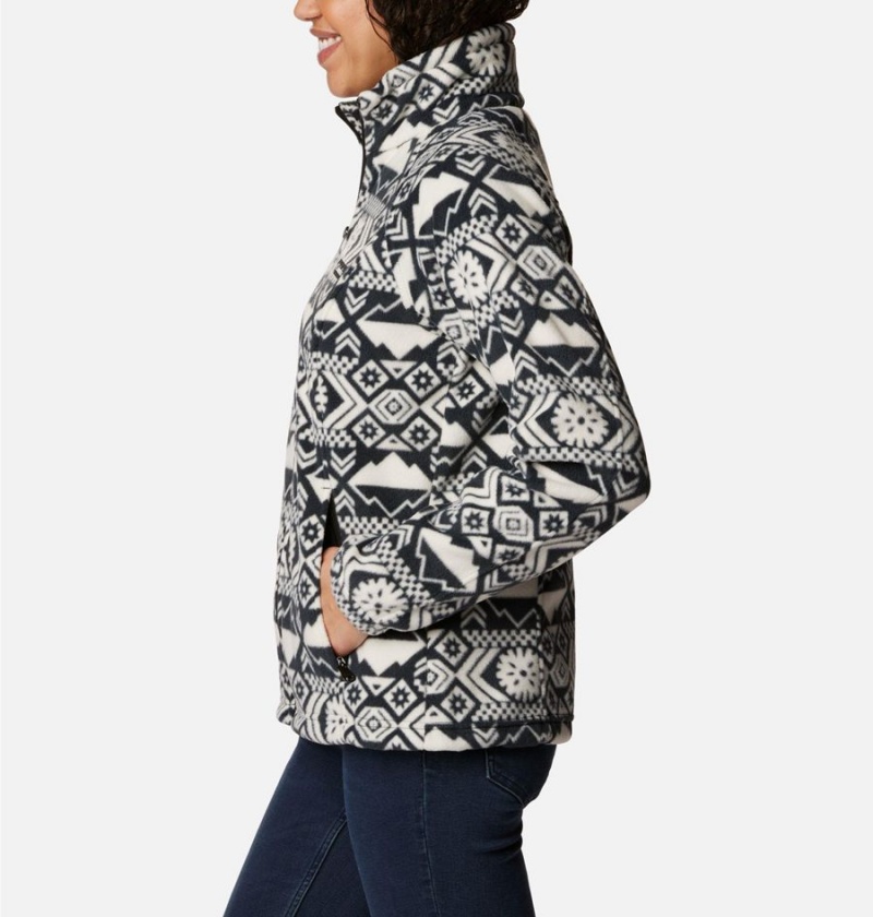 Black Women's Columbia Benton Springs Printed Full Zip Fleece Jacket | RTPLQ-1785