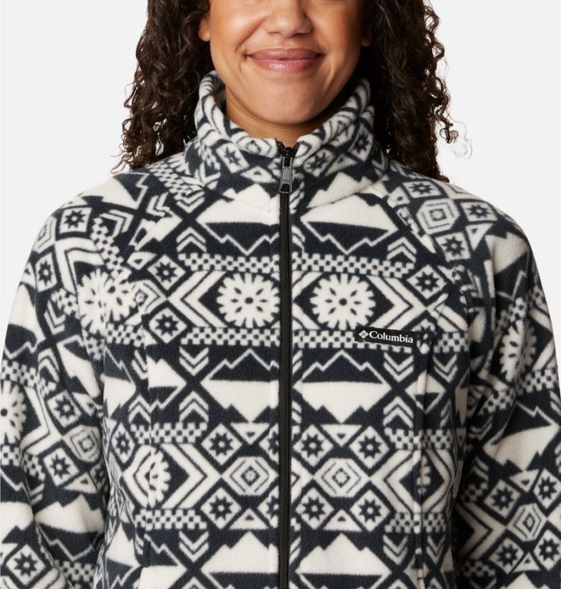 Black Women's Columbia Benton Springs Printed Full Zip Fleece Jacket | RTPLQ-1785