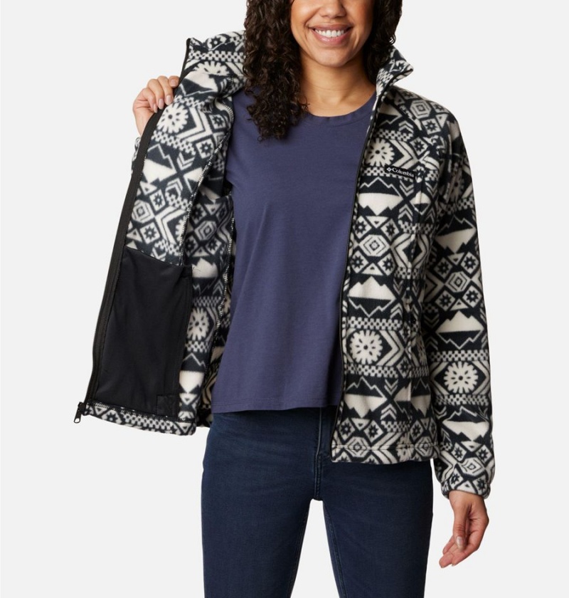 Black Women's Columbia Benton Springs Printed Full Zip Fleece Jacket | RTPLQ-1785