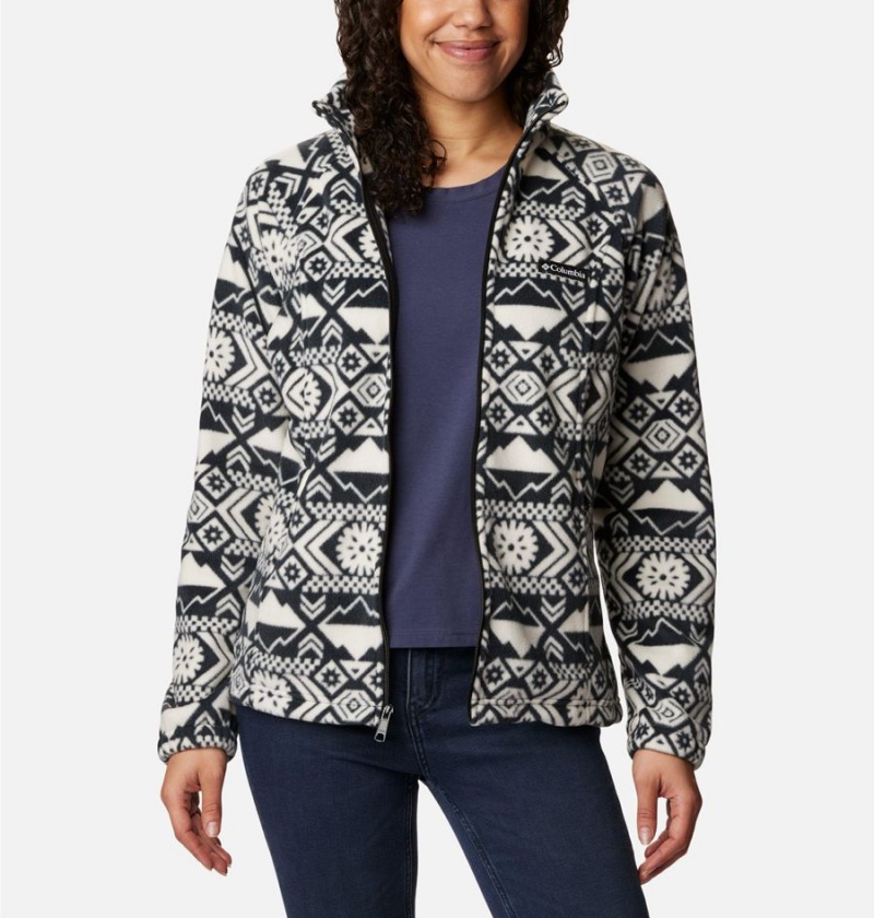 Black Women's Columbia Benton Springs Printed Full Zip Fleece Jacket | RTPLQ-1785