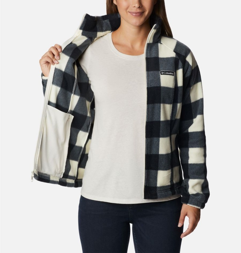 Black Women's Columbia Benton Springs Printed Full Zip Fleece Jacket | LXVUO-3791