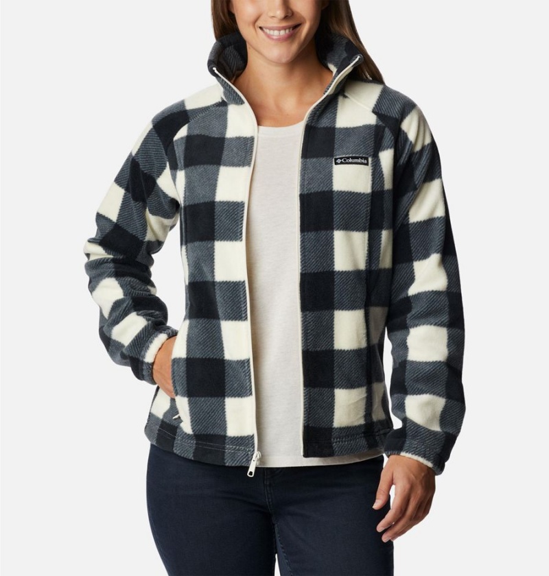 Black Women's Columbia Benton Springs Printed Full Zip Fleece Jacket | LXVUO-3791