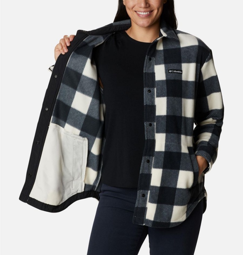 Black Women's Columbia Benton Springs Shirt Fleece Jacket | HPBGO-8023