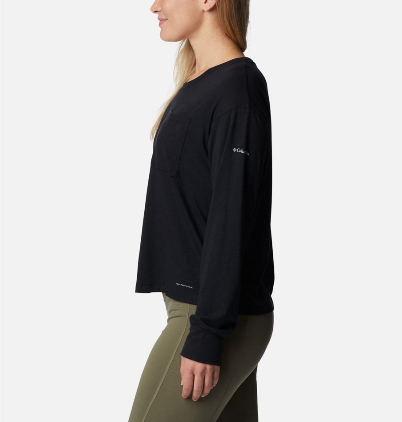 Black Women's Columbia Boundless Trek Long Sleeve T-Shirt | GSPMF-8176