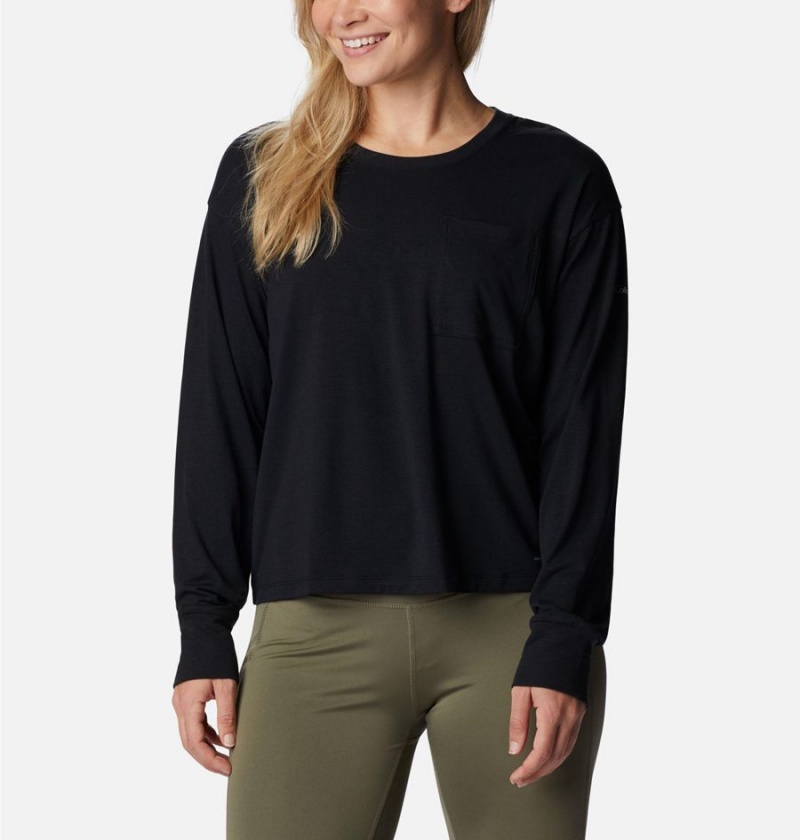 Black Women's Columbia Boundless Trek Long Sleeve T-Shirt | GSPMF-8176