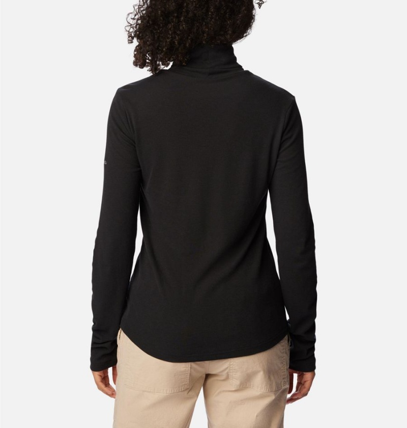 Black Women's Columbia Boundless Trek Ribbed Turtleneck Long Sleeve T-Shirt | SLGIA-3470