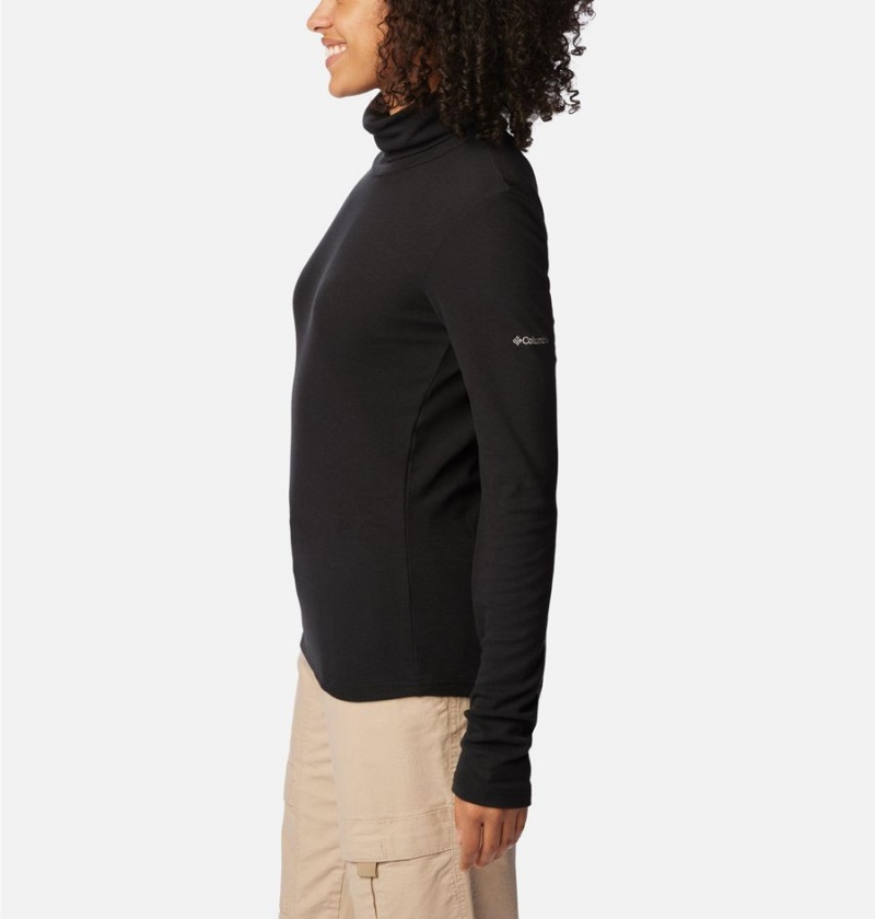 Black Women's Columbia Boundless Trek Ribbed Turtleneck Long Sleeve T-Shirt | SLGIA-3470