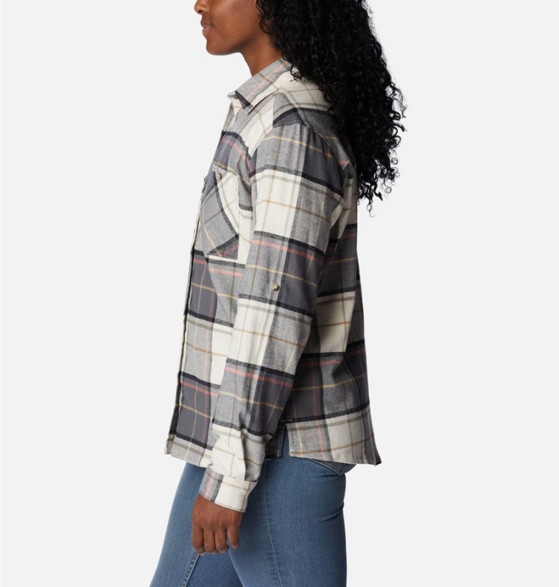 Black Women's Columbia Clay Hills Stretch Flannel Shirt | YAFJK-2463