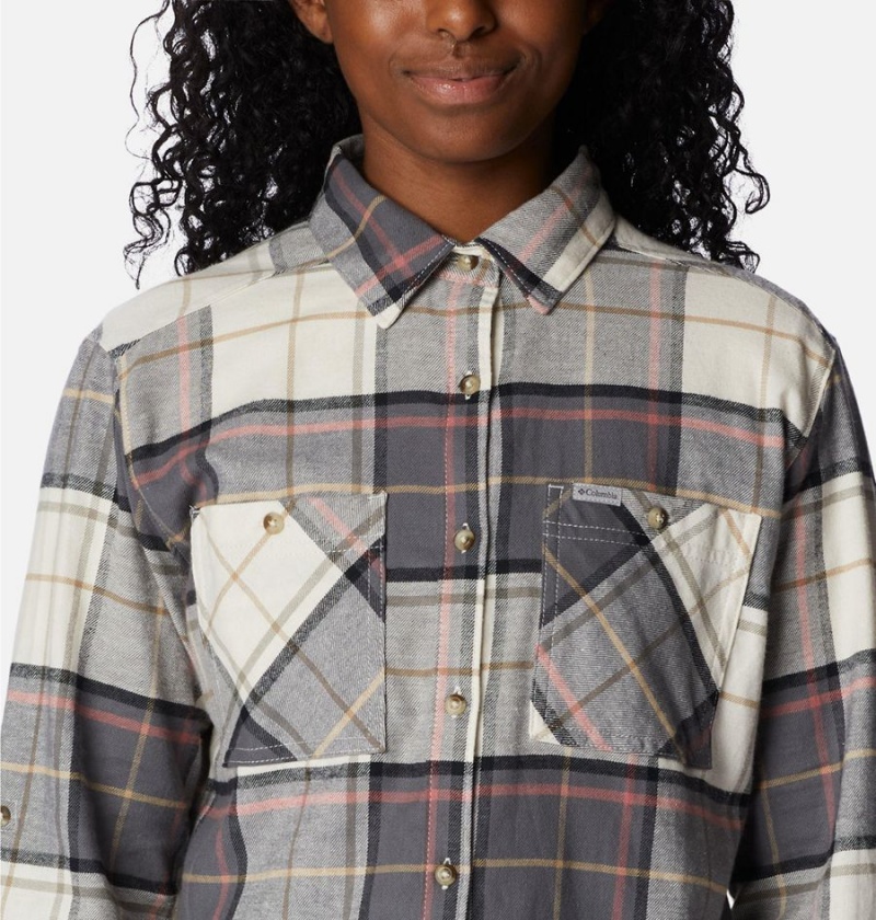 Black Women's Columbia Clay Hills Stretch Flannel Shirt | YAFJK-2463