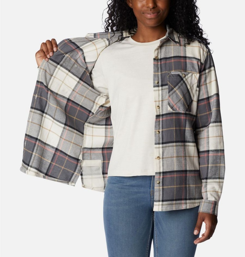 Black Women's Columbia Clay Hills Stretch Flannel Shirt | YAFJK-2463