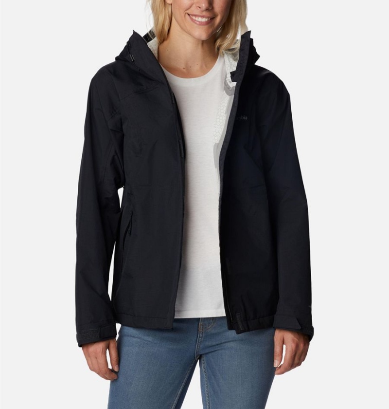 Black Women's Columbia Discovery Point Shell Rain Jacket | GZXVT-1432