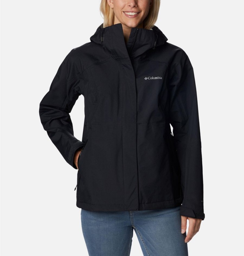 Black Women\'s Columbia Discovery Point Shell Rain Jacket | GZXVT-1432