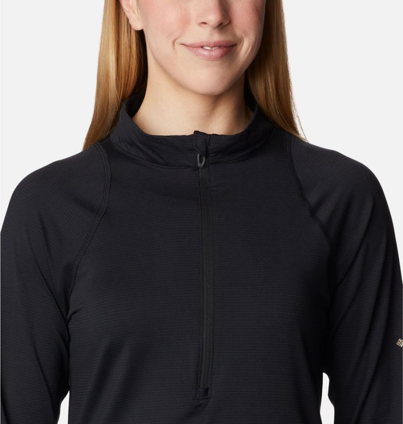 Black Women's Columbia Endless Trail Half Zip Mesh Long Sleeve Pullover | HQRJS-5610