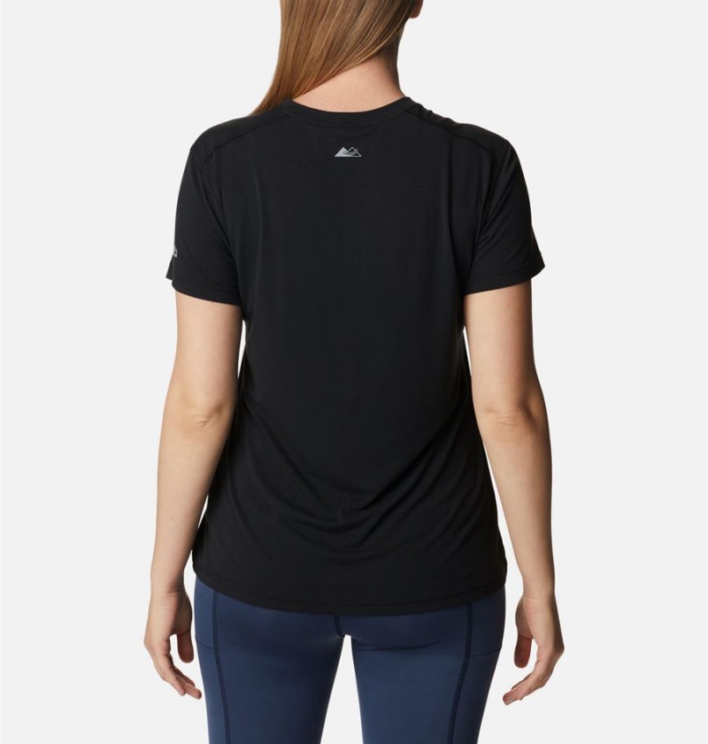 Black Women's Columbia Endless Trail Running Tech T-Shirt | FUGKI-5612