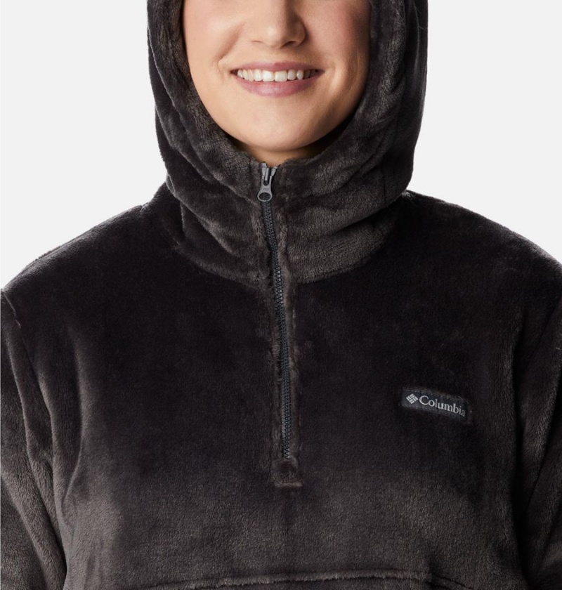 Black Women's Columbia Fire Side Fleece Hoodie Pullover | IPVOB-3902