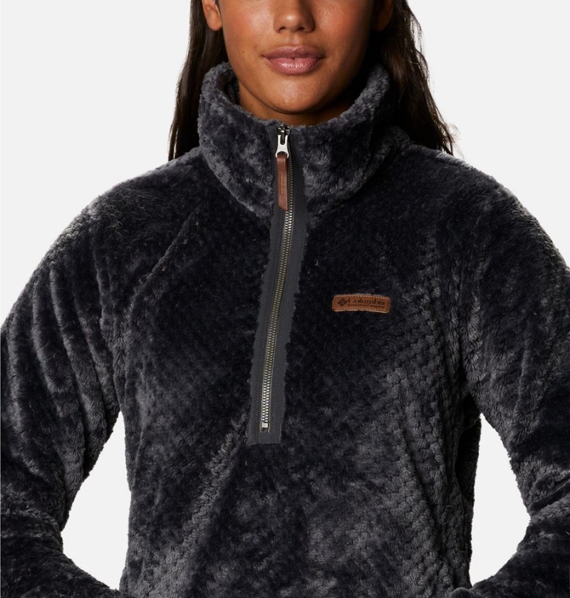 Black Women's Columbia Fire Side Quarter Zip Sherpa Fleece Pullover | MLRKB-7158