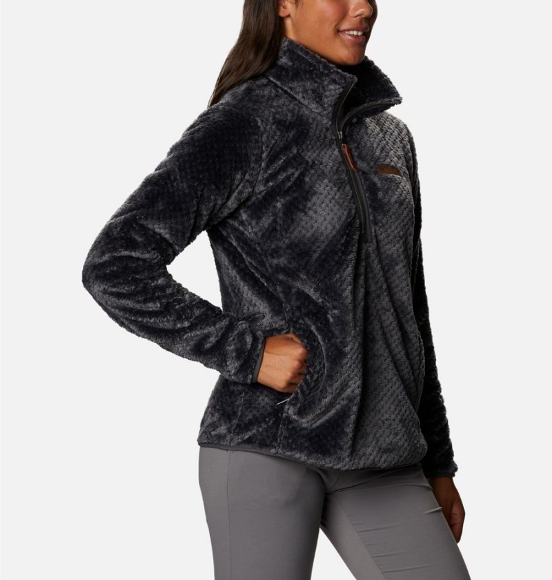 Black Women's Columbia Fire Side Quarter Zip Sherpa Fleece Pullover | MLRKB-7158