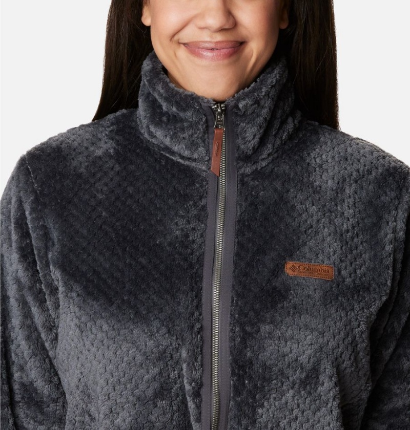 Black Women's Columbia Fireside Long Full Zip Fleece Jacket | GCQMD-5124