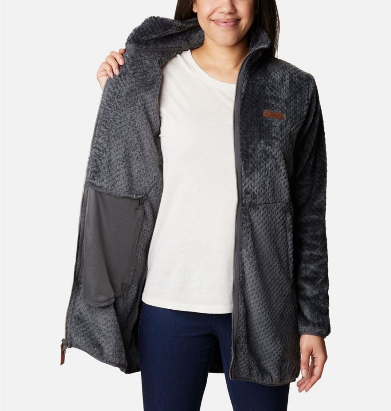 Black Women's Columbia Fireside Long Full Zip Fleece Jacket | GCQMD-5124